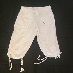White Relaxed Fit Drawstring Shorts